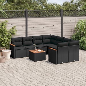 Maison exclusive - salon de jardin 9 pcs avec coussins noir résine tressée