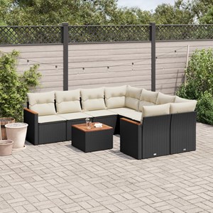 Maison exclusive - salon de jardin 9 pcs avec coussins noir résine tressée