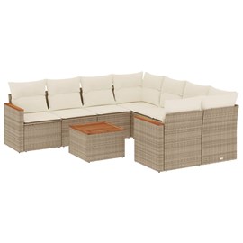 Maison exclusive - salon de jardin avec coussins 9 pcs beige résine tressée