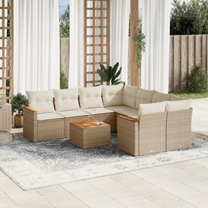 Maison exclusive - salon de jardin avec coussins 9 pcs beige résine tressée