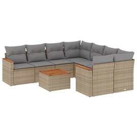Maison exclusive - salon de jardin avec coussins 9 pcs beige résine tressée