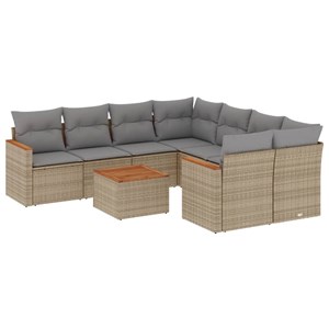 Maison exclusive - salon de jardin avec coussins 9 pcs beige résine tressée