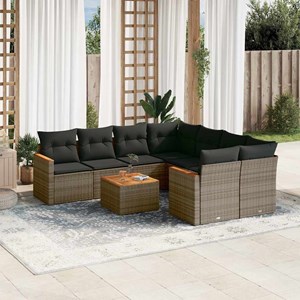 Maison exclusive - salon de jardin 9 pcs avec coussins gris résine tressée