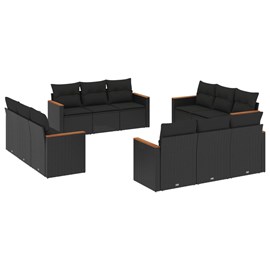 Maison exclusive - salon de jardin 12 pcs avec coussins noir résine tressée