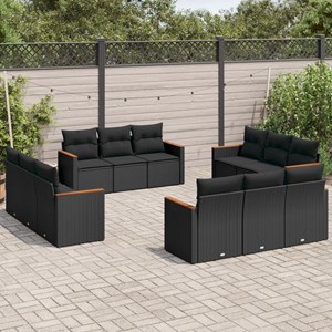 Maison exclusive - salon de jardin 12 pcs avec coussins noir résine tressée