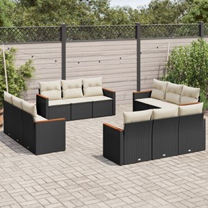 Maison exclusive - salon de jardin 12 pcs avec coussins noir résine tressée