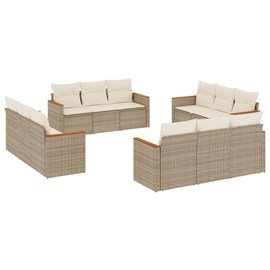 Maison exclusive - salon de jardin avec coussins 12 pcs beige résine tressée