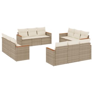 Maison exclusive - salon de jardin avec coussins 12 pcs beige résine tressée