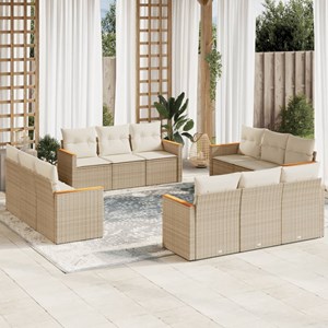 Maison exclusive - salon de jardin avec coussins 12 pcs beige résine tressée