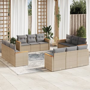 Maison exclusive - salon de jardin avec coussins 12 pcs beige résine tressée