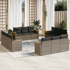Maison exclusive - salon de jardin avec coussins 12 pcs gris résine tressée
