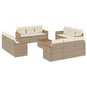 Maison exclusive - salon de jardin avec coussins 13 pcs beige résine tressée