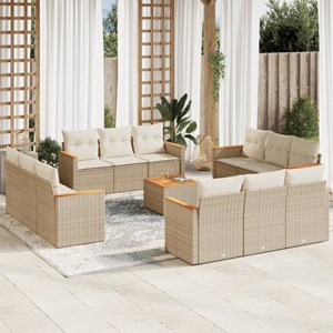 Maison exclusive - salon de jardin avec coussins 13 pcs beige résine tressée