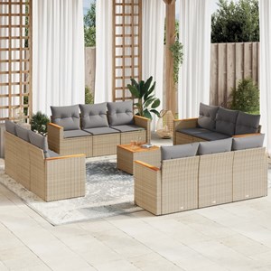 Maison exclusive - salon de jardin avec coussins 13 pcs beige résine tressée