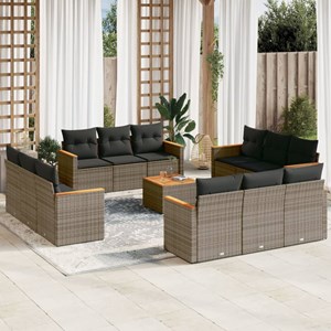 Maison exclusive - salon de jardin avec coussins 13 pcs gris résine tressée