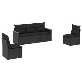 Maison exclusive - salon de jardin 5 pcs avec coussins noir résine tressée