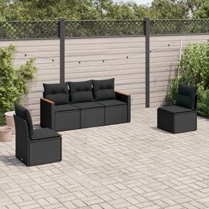 Maison exclusive - salon de jardin 5 pcs avec coussins noir résine tressée