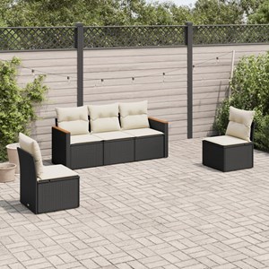 Maison exclusive - salon de jardin 5 pcs avec coussins noir résine tressée