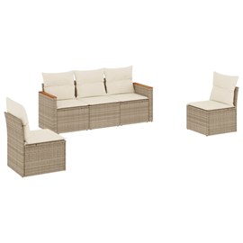 Maison exclusive - salon de jardin avec coussins 5 pcs beige résine tressée
