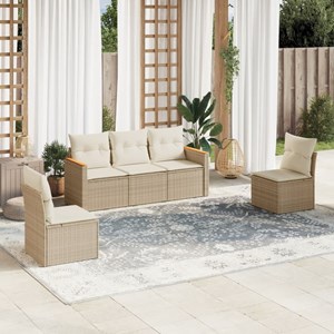 Maison exclusive - salon de jardin avec coussins 5 pcs beige résine tressée