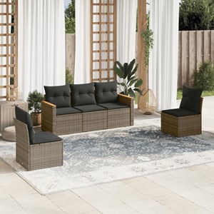 Maison exclusive - salon de jardin 5 pcs avec coussins gris résine tressée