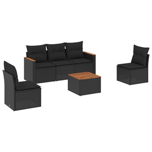 Maison exclusive - salon de jardin 6 pcs avec coussins noir résine tressée