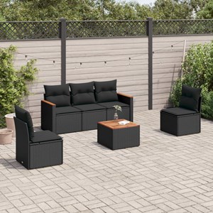 Maison exclusive - salon de jardin 6 pcs avec coussins noir résine tressée