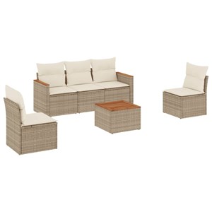 Maison exclusive - salon de jardin avec coussins 6 pcs beige résine tressée