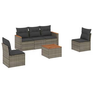 Maison exclusive - salon de jardin 6 pcs avec coussins gris résine tressée