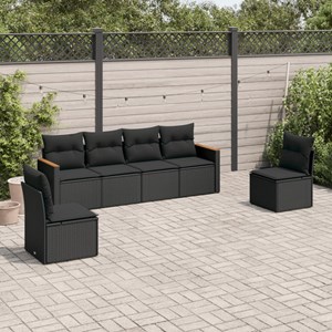 Maison exclusive - salon de jardin 6 pcs avec coussins noir résine tressée