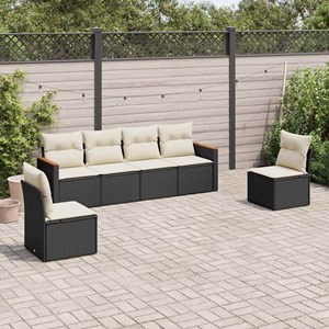 Maison exclusive - salon de jardin 6 pcs avec coussins noir résine tressée