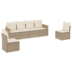 Maison exclusive - salon de jardin avec coussins 6 pcs beige résine tressée