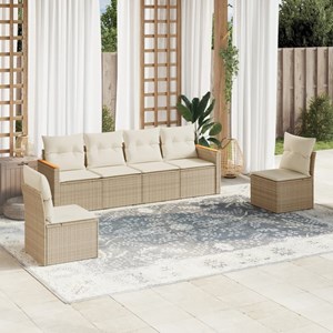 Maison exclusive - salon de jardin avec coussins 6 pcs beige résine tressée