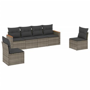 Maison exclusive - salon de jardin 6 pcs avec coussins gris résine tressée