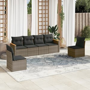 Maison exclusive - salon de jardin 6 pcs avec coussins gris résine tressée