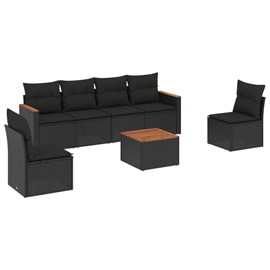 Maison exclusive - salon de jardin 7 pcs avec coussins noir résine tressée