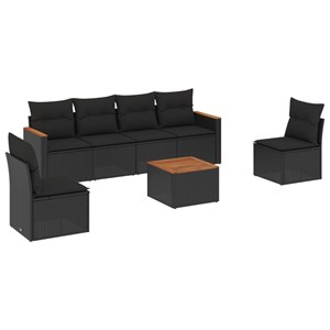 Maison exclusive - salon de jardin 7 pcs avec coussins noir résine tressée
