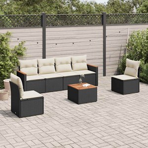 Maison exclusive - salon de jardin 7 pcs avec coussins noir résine tressée