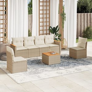 Maison exclusive - salon de jardin avec coussins 7 pcs beige résine tressée