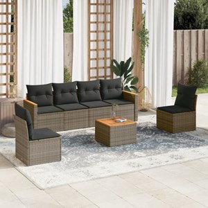 Maison exclusive - salon de jardin avec coussins 7 pcs gris résine tressée