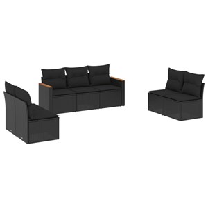 Maison exclusive - salon de jardin 7 pcs avec coussins noir résine tressée