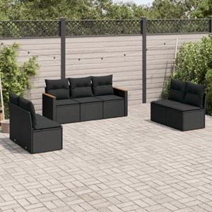 Maison exclusive - salon de jardin 7 pcs avec coussins noir résine tressée