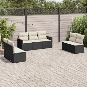 Maison exclusive - salon de jardin 7 pcs avec coussins noir résine tressée