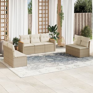 Maison exclusive - salon de jardin avec coussins 7 pcs beige résine tressée