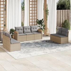 Maison exclusive - salon de jardin avec coussins 7 pcs beige résine tressée