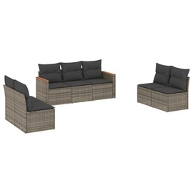 Maison exclusive - salon de jardin avec coussins 7 pcs gris résine tressée
