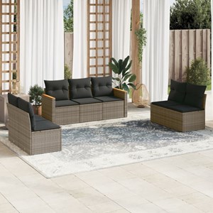 Maison exclusive - salon de jardin avec coussins 7 pcs gris résine tressée