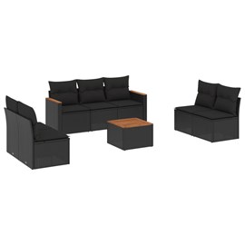 Maison exclusive - salon de jardin 8 pcs avec coussins noir résine tressée