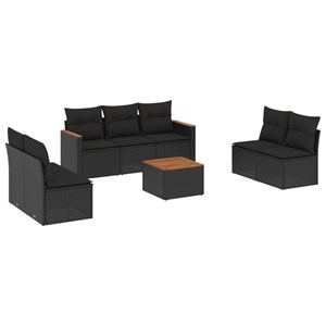 Maison exclusive - salon de jardin 8 pcs avec coussins noir résine tressée