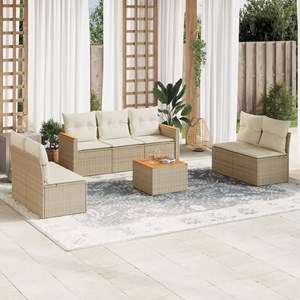 Maison exclusive - salon de jardin avec coussins 8 pcs beige résine tressée